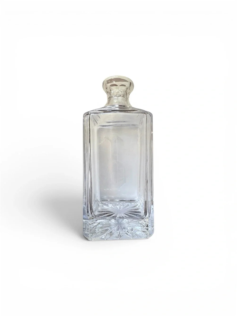 Crystal Decanter with Faceted‎ Glass Stopper and S Monogram- Elegant Home Decor